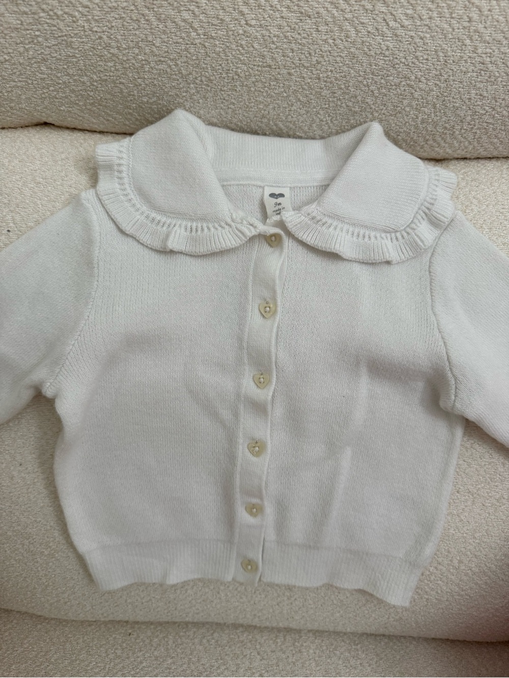Nordstrom Cream Ruffled Collar Button-Up Cardigan